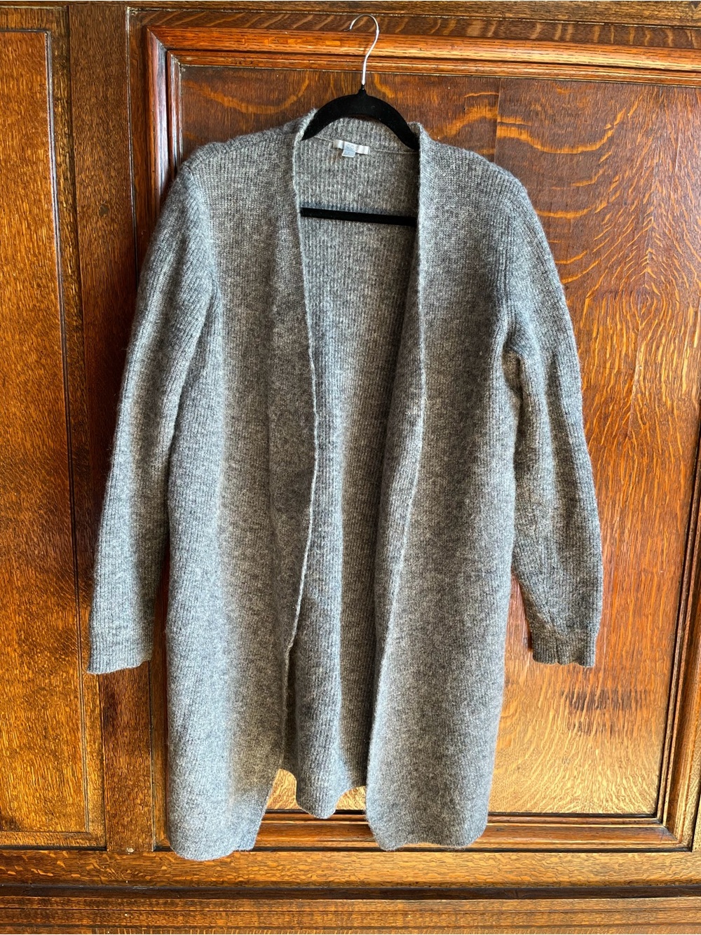 COS Heather Gray Open-Front Knit Cardigan